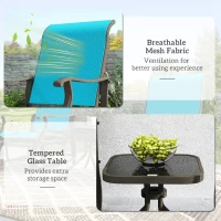 Outsunny 3-Piece Outdoor Gliders Set Bistro Set with Steel Frame, Tempered Glass Top Table for Patio, Garden, Bright Blue(m-5)