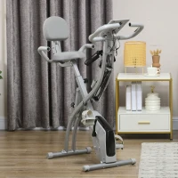 Soozier 3 in 1 Folding Exercise Bike, Foldable Stationary Bike with 8-Level Magnetic Resistance, Adjustable Seat, Grey(m-1)