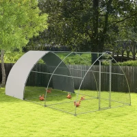PawHut Metal Chicken Coop with Waterproof and Anti-UV Cover, Walk in Poultry Cage Outdoor for 14-18 Chickens, 10'x18.4'x7.2'(m-2)