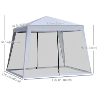 Outsunny 10x10ft Gazebo Tent with Netting Patio Canopy Outdoor Party Activity Sun Shade Garden Sun Shelter, Grey(m-3)