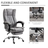 Vinsetto Microfiber Computer Chair, Executive Office Chair with Reclining Backrest Retractable Footrest Adjustable Height Grey(m-6)