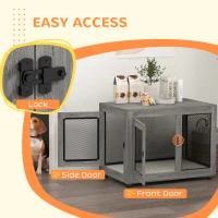 PawHut Pet Crate End Table with Water-resistant Cushion or Large Medium Dogs, Grey(m-6)