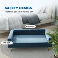 PawHut Modern Pet Bed, Cat or Dog Sofa, Velvety Dog Couch for Small to Medium Dogs, Dark Blue(m-7)