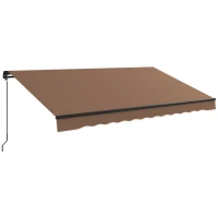 Outsunny 12' x 10' Retractable Awning, 280gsm UV Resistant Sunshade Shelter for Deck, Balcony, Yard, Coffee(m-1)