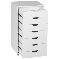Vinsetto 7-drawer Vertical File Cabinet for Home Office, Storage Cabinet with Wheels, 18.7"x15.6"x35.4", White(m-9)