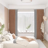 HOMCOM Automatic Smart Curtains System with Alexa, WiFi App, 180", White(m-10)