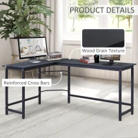 Vinsetto 66 Inch L-Shaped Computer Desk Large Size Corner Table PC Laptop Study Workstation, for Home Office, Black(m-6)