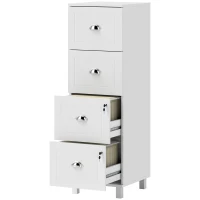 HOMCOM 4 Drawer File Cabinet with Lock, Office Filing Cabinet, A4 Letter Size, Hanging File Folders, White(m-11)