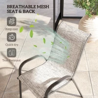 Outsunny Set of 4 Outdoor Dining Chairs, Stackable Patio Chairs with High Back, Breathable Mesh Seat for Garden Lawn, Mixed Gray(m-5)