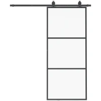 HOMCOM 36" x 84" Sliding Door with Hardware Kit, Handle, & Track, Frosted Tempered Glass Door, Easy Installation(m-11)