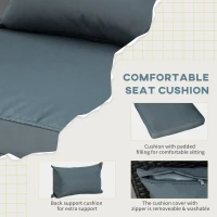 Outsunny Patio Wicker Adirondack Chair, PE Rattan Outdoor Muskoka Chair, Fire Pit Chair with Cushions for Patio, Garden, Backyard, Poolside, Balcony, Deck, Light Grey(m-5)