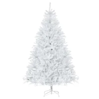 HOMCOM 7FT Artificial Christmas Tree Holiday Xmas Tree with Foldable Feet Home Indoor Holiday Decoration White(m-11)
