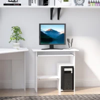 HOMCOM Compact Computer Desk with Keyboard Tray, Storage Shelf & CPU Stand for Home Office White(m-8)