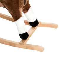 Qaba Baby Rocking Horse, Children Plush Animal Rocker, Kid Ride on Toy with Realistic Sound,  Handle Grip, Brown(m-10)