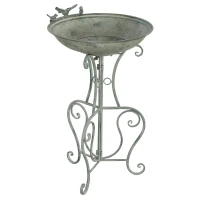 Outsunny Metal Bird Bath for Outdoors, 31" Tall Round Birdbath with Bird Statues and Decorative Stand, Freestanding Bird Feeder for Garden, Yard, Patio Decor, Bronze(m-11)