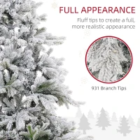 HOMCOM 5ft Artificial Prelit Christmas Tree with Warm White LED Light and Snow Flocked Branches, Metal Base(m-6)
