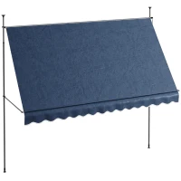 Outsunny 11.5' x 4' Manual Retractable Awning, Non-Screw Freestanding Patio Awning, UV Resistant, for Window or Door, Blue(m-11)