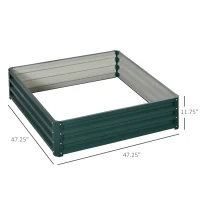 Outsunny Galvanized Raised Garden Bed, 4' x 4' x 1' Metal Planter Box, for Growing Vegetables, Flowers, Herbs, Succulents, Green(m-3)
