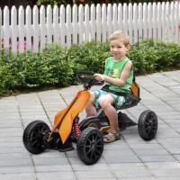 Aosom 12V Electric Go Kart for Kids w/ Adjustable Speed, Orange(m-2)