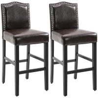 HOMCOM 2 Pieces Retro Style Bar Stools Tall Chair with Back  Footrest for Home Pub(m-2)