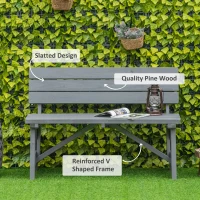 Outsunny Wooden Garden Bench for Outdoor, 2-person Patio Bench, Loveseat Furniture for Lawn, Deck, Yard, Porch and Entryway, Grey(m-5)