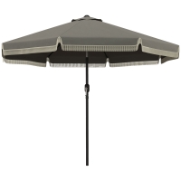 Outsunny 9ft Patio Umbrella Outdoor Table Umbrella w/ Tilt, Crank, Ruffled, 8 Ribs for Garden, Deck, Pool, Dark Gray