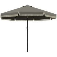 Outsunny 9ft Patio Umbrella Outdoor Table Umbrella w/ Tilt, Crank, Ruffled, 8 Ribs for Garden, Deck, Pool, Dark Gray(m-1)