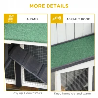 PawHut Large Rabbit Hutch with Double Runs, Wooden Bunny Cage Outdoor with Removable Tray, Ramps, Roof, 80" x 18" x 31.5", Gray(m-7)