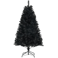 HOMCOM 6ft Unlit Artificial Black Christmas Tree, Holiday Décor with 1000 Branch Tips, Auto Open and Steel Base