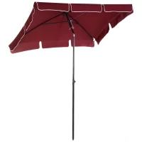Outsunny 6.5x4ft Rectangle Patio Umbrella Aluminum Tilt Adjustable Garden Parasol Sun Shade Outdoor Canopy Wine Red(m-2)