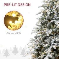 HOMCOM 5ft Artificial Prelit Christmas Tree with Warm White LED Light and Snow Flocked Branches, Metal Base(m-5)