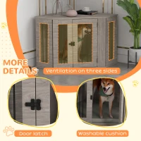 PawHut Dog Crate Furniture with Cushion, 41 Inch Corner Design Dog Crate End Table for Medium Dogs, Walnut Brown(m-6)