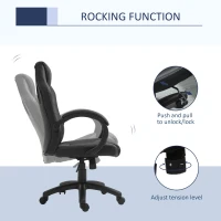 HOMCOM Racing Gaming Chair Office Chair Computer Desk Gamer Chair with Swivel Wheels, Padded Headrest, Tilt Function, Grey(m-5)