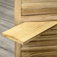 HOMCOM Room Divider, 4 Panel 67" Tall Wood Privacy Screen with 3 Display Shelves, and Folding Storage for Bedroom or Home Office, Natural Wood Color(m-9)