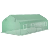 Outsunny 20' x 10' x 7' Walk-in Tunnel Greenhouse with Zippered Mesh Door and 8 Mesh Windows, Gardening Plant Hot House with Galvanized Steel Hoops, Green(m-11)