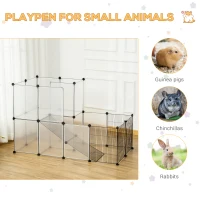 Pawhut 35.4" Pet Playpen Portable Pet Fence for Small Animals, DIY Plastic Modular Fence for Guinea Pigs, Bunny, Hedgehog(m-5)