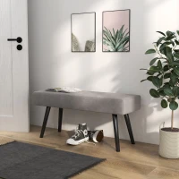 HOMCOM 39 Inches Upholstered Bedroom Bench, Modern End of Bed Bench with Steel Legs, Gray(m-9)