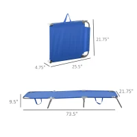 Outsunny Folding Outdoor Lounge Chair, Portable Reclining Beach Lounger with Breathable Mesh Fabric, Sun Lounge Bed Camping Cot for Patio, Garden, Poolside, Blue(m-3)