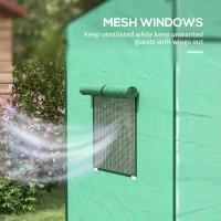 Outsunny Walk-in Tomato Greenhouse Lean-to Green House with Reinforced PE Cover, Roll-up Door, Mesh Windows, Green(m-6)