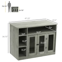 PawHut 47" Dog Crate Furniture with Storage, for Large Medium Dogs, Gray(m-3)