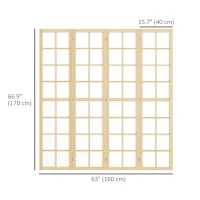 HOMCOM 4 Panel Room Divider, 5.6 ft Folding Wall Divider Room Partition for Home Office, Bedroom, Living Room(m-3)