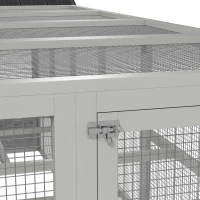 PawHut Wooden Chicken Coop Run for 6 - 10 Chickens, Hen House Add-On with Storage, Perches, 141.75" x 48" x 61", Gray(m-7)