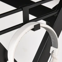 HOMCOM 55 inch Gaming Desk, Racing Style Computer Office PC Gamer Workstation with Elevated Monitor Stand, Headphone Hook, Black(m-10)