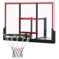 Soozier Wall Mounted Basketball Hoop, Basketball Goal Combo Kit with 43" x 30" Shatter Proof Backboard, Durable Bracket and All Weather Net for Outdoor Use(m-11)