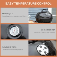 Outsunny Charcoal Grill BBQ, 21-Inch Rolling Backyard Barbecue with Chopping Block Table, a Cutting Board, Shelf, Wheels, Vents & Thermometer, Black(m-5)