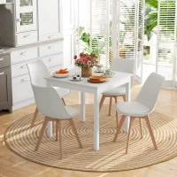 HOMCOM Modern Dining Table Chairs Set of 4, Rubber Wood Kitchen Table Chairs with PU Leather Cushion for Living Room, Bedroom(m-1)