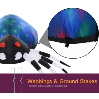 HOMCOM 5Ft Long Halloween Giant Scary Spider LED Lighted Airblown Inflatable Lawn Decoration Holiday Season Garden Decor(m-7)