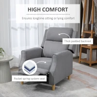HOMCOM Manual Recliner Chair with Footrest, Thick Padded Reclining Chair Sofa Chair for Living Room Bedroom, Gray(m-5)
