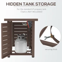 Outsunny 42 Inch Outdoor Propane Gas Fire Pit Table, 50,000 BTU Auto-Ignition Rectangular Gas Firepit with Slat Tabletop, Lid, Lava Rocks, Rain Cover, CSA Certification, Brown(m-5)