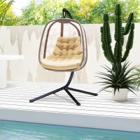 Outsunny Outdoor Swing Cushion, Tufted Patio Cushion Replacement for Garden Chair Egg Chair,  Indoor Outdoor Seat Cushion, Beige(m-9)